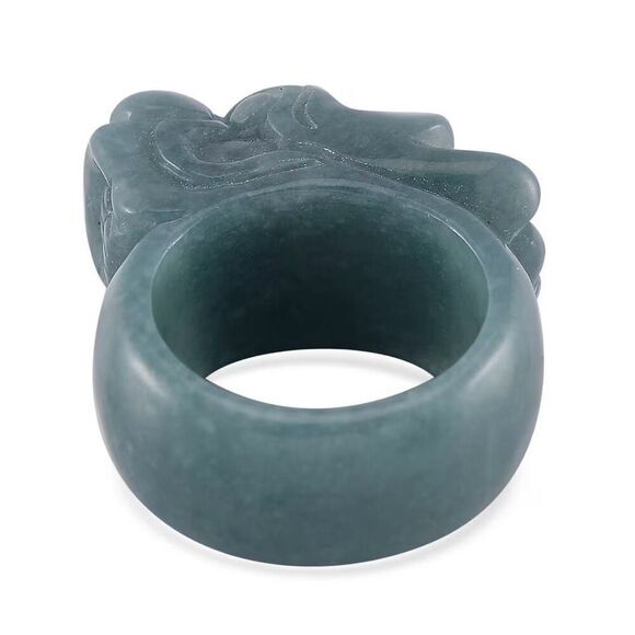 Natural Olmec Jadeite 60.00 ctw Carved Dragon Band Ring Size 9 New - Picture 3 of 5